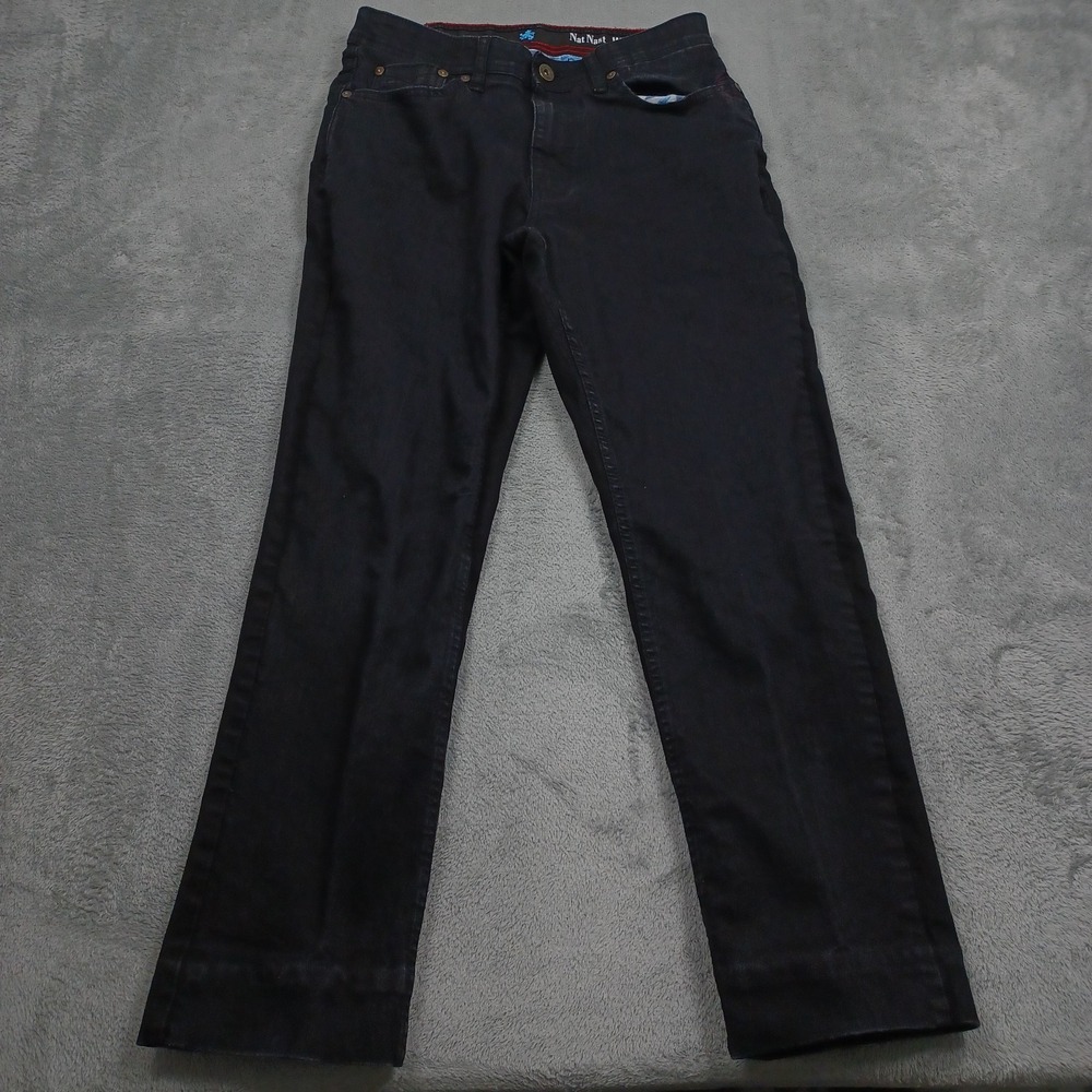 Nat Nast Jeans Mens 30x27 Black Denim Preppy Pockets Straight Tailored